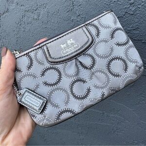 Coach wristlet, silver jacquard with metallic hang tag, never used